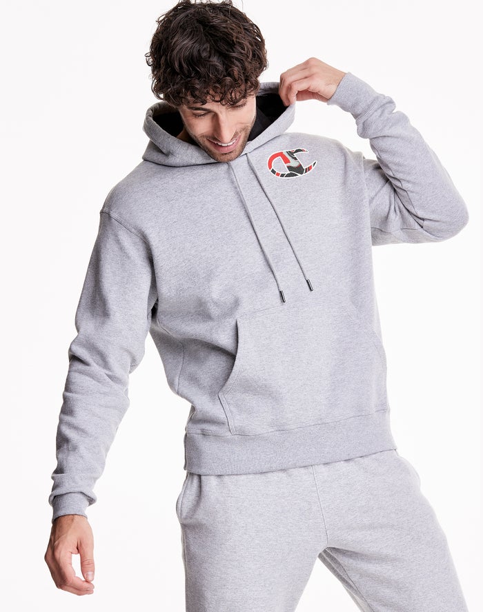 Champion Mens Hoodie NZ - Powerblend Fleece Liquid Filled C Grey ( 8034-QSNOD )